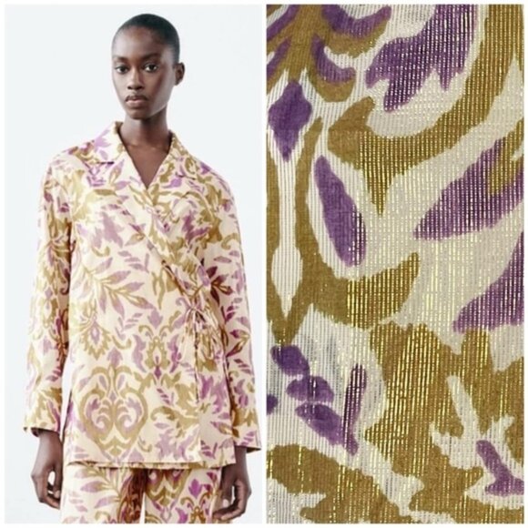 🧥Zara NWT Beige Print Jacket, L - Picture 3 of 5